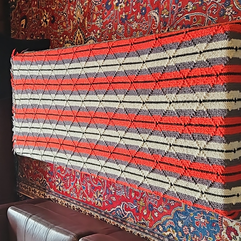 Large heavy crocheted Afghan blanket 51"x64"